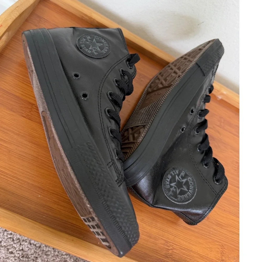 Converse Chuck Taylor All Star High Top Triple Black Coated Textile Youth Sz 3